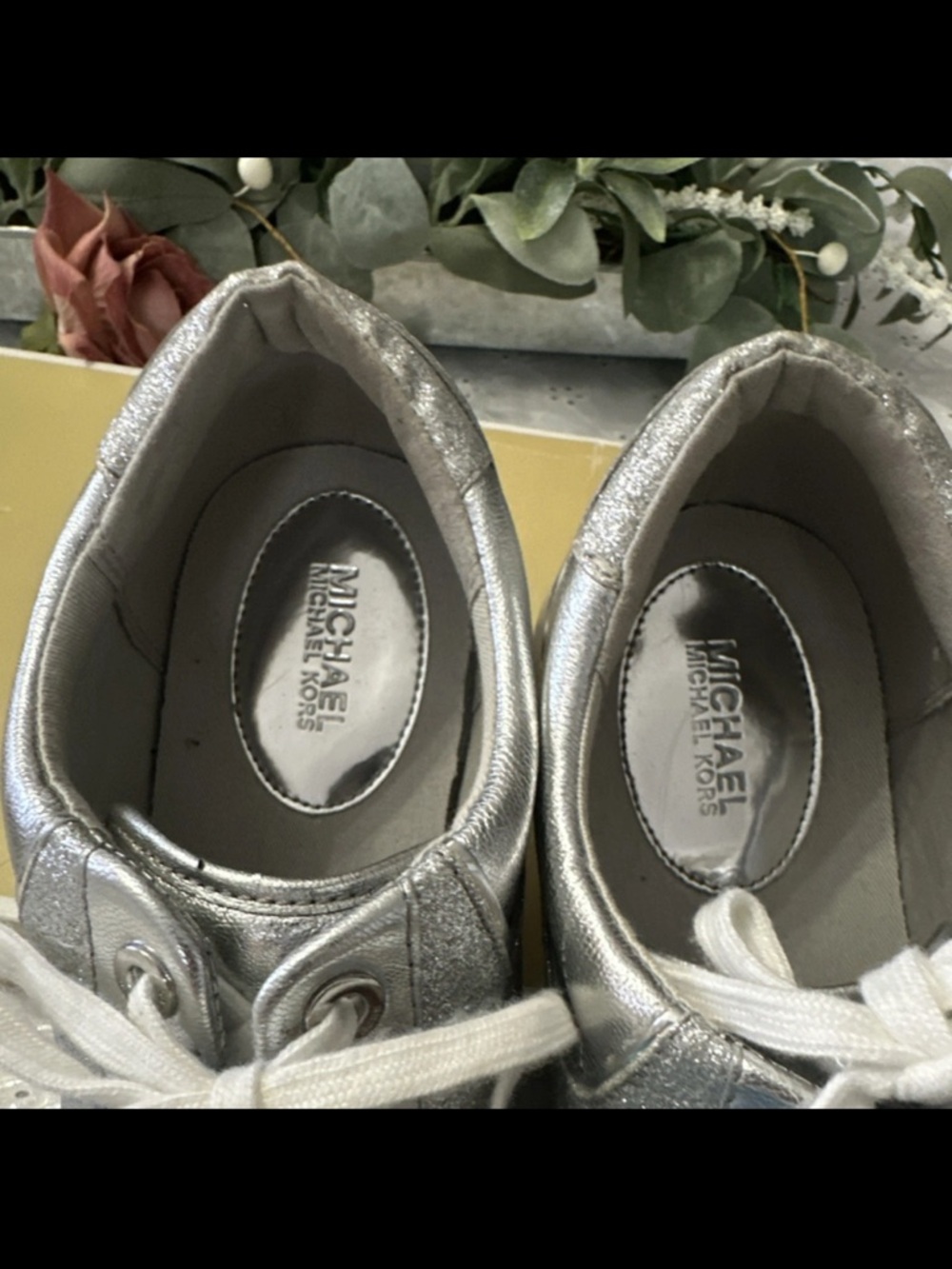Michael Kors Silver Metallic Lace-Up Sneakers - Picture 5 of 9
